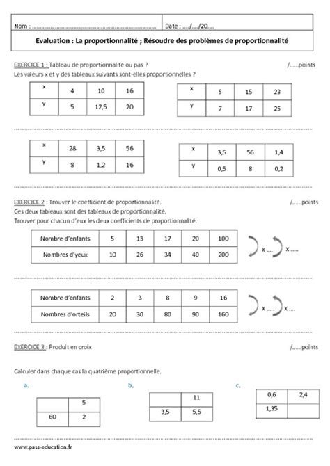 R Soudre Des Probl Mes De Proportionnalit Me Evaluation Pass