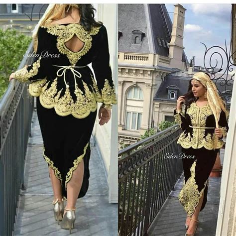 Vestido De Noche Negro Karakou Algerien Sexy De Manga Larga Rabe