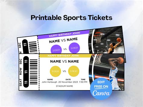Editable Basketball Ticket Canva Template, Surprise Basketball Ticket
