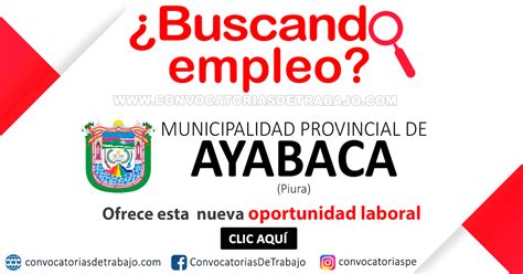 MUNICIPALIDAD DE AYABACA Convocatoria CAS N 001 MÉDICO VETERINARIO