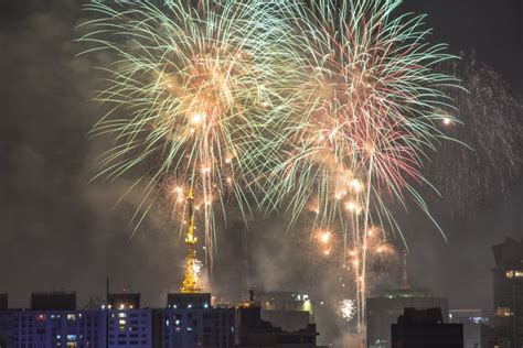 Burning of Fireworks during the Reveillon in Brazil Editorial Stock ...