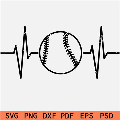 Outline Baseball Heartbeat Svg Baseball Ball Heart Rate Svg