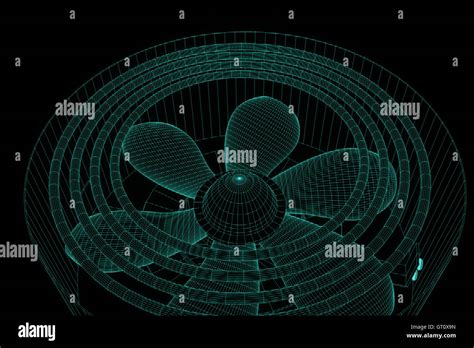 Rotation Fan Turbine In Hologram Wireframe Style Nice D Rendering