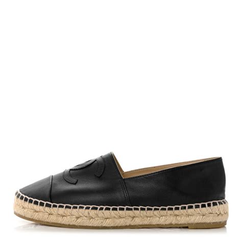 Chanel Lambskin Cc Espadrilles Black Fashionphile