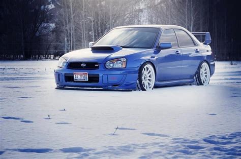 Subaru Impreza Wrx Sti Always Liked White Wheels On A Blue Car One