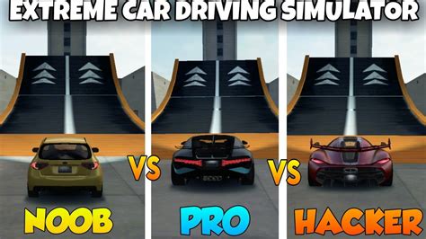 NOOB Vs PRO Vs HACKER Extreme Car Driving Simulator Mega Ramp