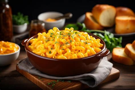 Premium Photo A Bowl Of Creamy Orangecolored Macaroni And Cheese
