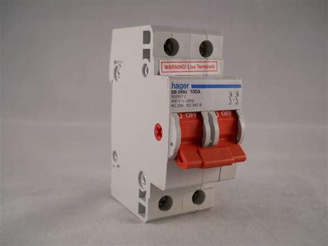 Hager Main Switch 100 Amp Disconnector 100a Double Pole Isolator Sb299u Willrose Electrical