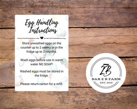 Egg Handling Instructions Egg Carton Insert Digital Download Png Farm Fresh Eggs Egg Insert Etsy