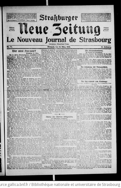 Strassburger Neue Zeitung 1919 03 12 Gallica