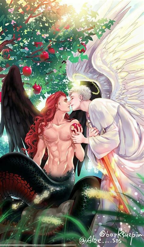 Fantasy World Fantasy Art Good Omens Book Ange Demon Angel And