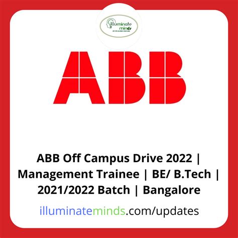 Abb Off Campus Drive Management Trainee Be B Tech