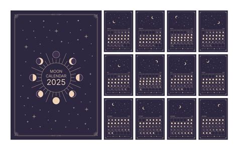 Lunar calendar for the year 2025 Royalty Free Vector Image