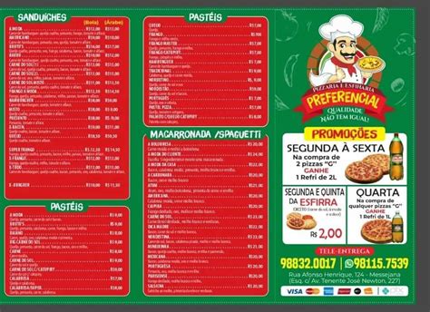 Menu Em Pizzaria Esfiharia Preferencial Fortaleza