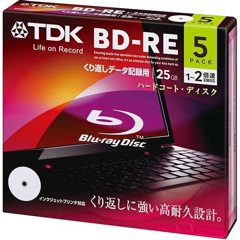 Buy TDK BD RE 25GB 2x Speed 5 Pack Rewritable Printable BluRay Blank