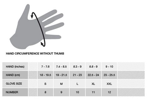 Glove Size Chart Ponasa