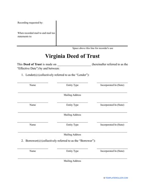 Virginia Deed Of Trust Form Fill Out Sign Online And Download Pdf Templateroller