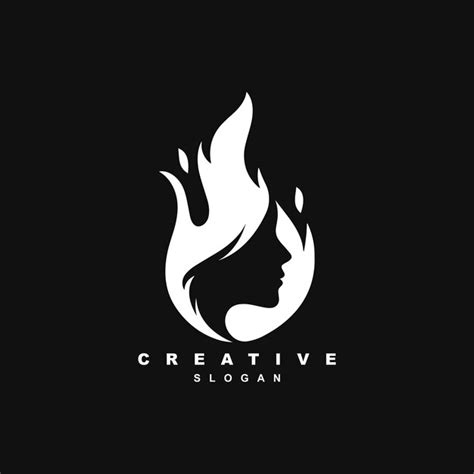 Premium Vector Hot Flame Girl Hair Logo Design Vector Illustration