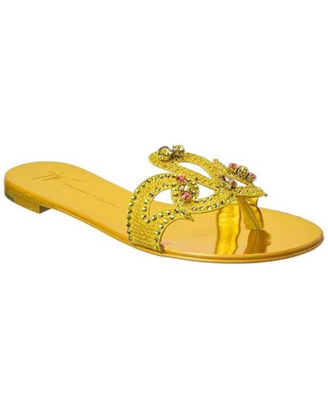 Giuseppe Zanotti Rock Suede Sandal In Yellow Lyst