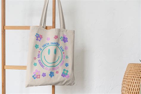 Smiley Face Cute Tote Bag Reusable Grocery Bag Flower Tote Bag Etsy Uk