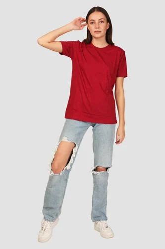 Half Sleeve Dicey Women Maroon T Shirt Casual Wear At Rs 175 Piece In