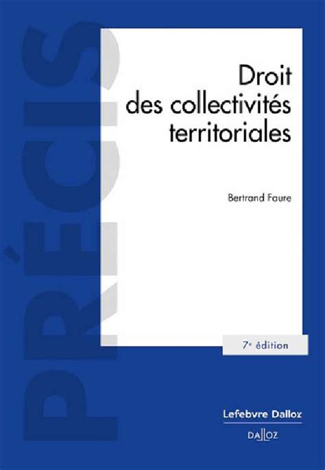 Droit Des Collectivit S Territoriales Bertrand Faure E Dition