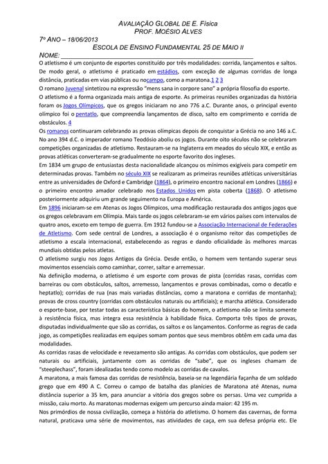 Avalia O Global De E F Sica Ano Junho Pdf