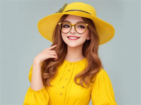 Premium Ai Image Beautiful Girl Wearing Glasses And Hat Generated By Ai