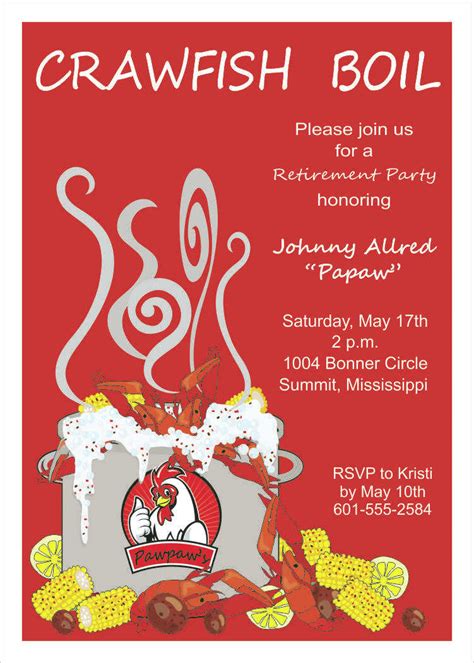 Crawfish Boil Invitations Free Printable