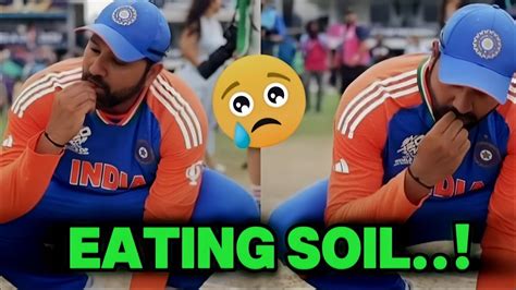 Rohit Sharma Eating Soil Barbados Pitch After Win T20 World Cup 2024