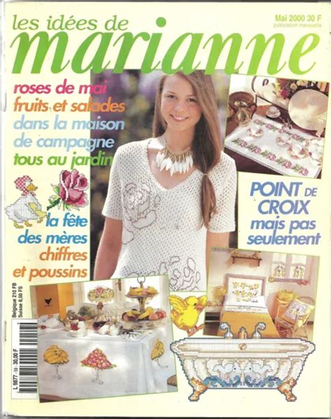 LES IDEES DE Marianne Mai 2000 Point De Croix Chiffres Broderie Tricot