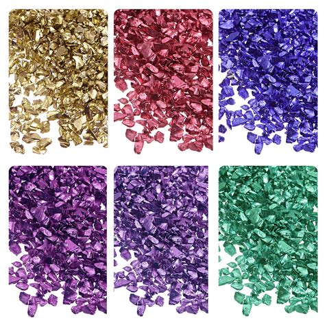 Uxcell 6 Colors Crushed Glass Chips 1 4mm Irregular Glitter Metallic Color Glass 28g Purple