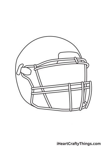 Football Helmet Drawing - How To Draw A Football Helmet Step By Step