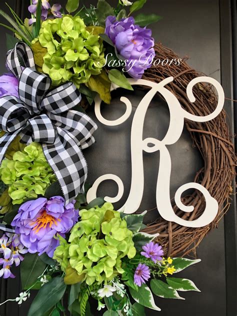 Monogram Wreath- Summer Wreath-Summer Monogram Wreath- SassyDoors ...