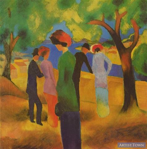 August Macke Artist Town Ber Hmte Gem Lde Blauer Reiter Idee Farbe