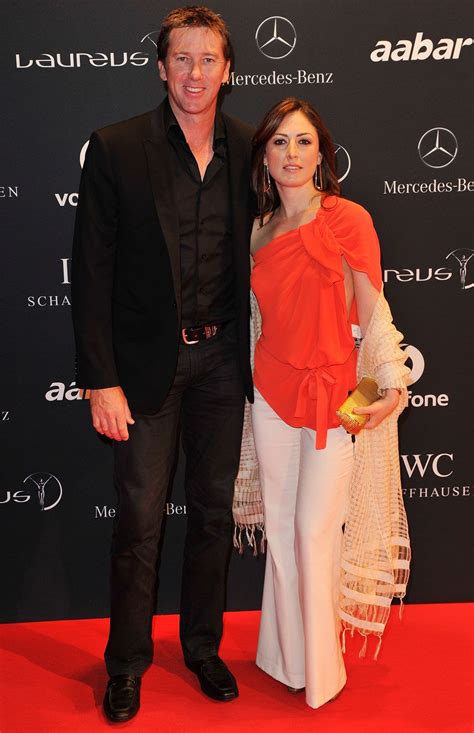 Glenn McGrath poses with his wife at the welcome party for the Laureus ...