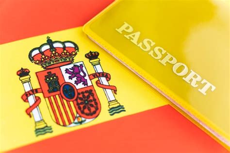 Bandeira Da Espanha Passaporte Visto De Viagem E Conceito De