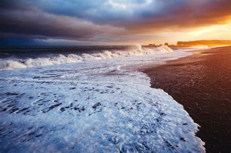 Attractive View Of Reynisfjara Beach Location Cape Dyrholaey Iceland