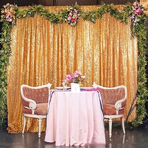 Yzeo 4ft 6 5ft Photo Booth Backdrop Gold Sequin Fabric Gold Wedding