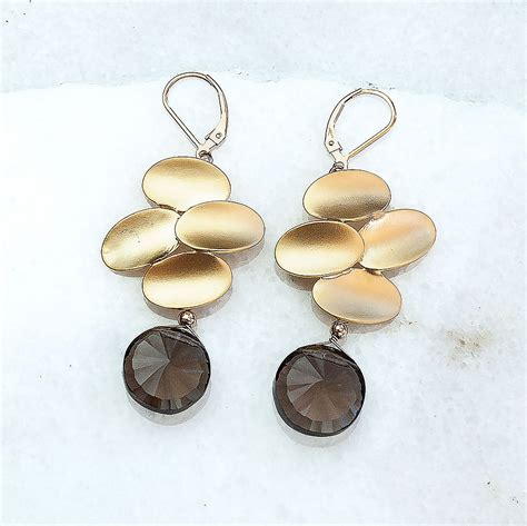 Smokey Quartz Earrings Palm Of Hope V