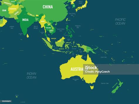 Peta Australia Dan Asia Tenggara Warna Hijau Diwarnai Latar Belakang