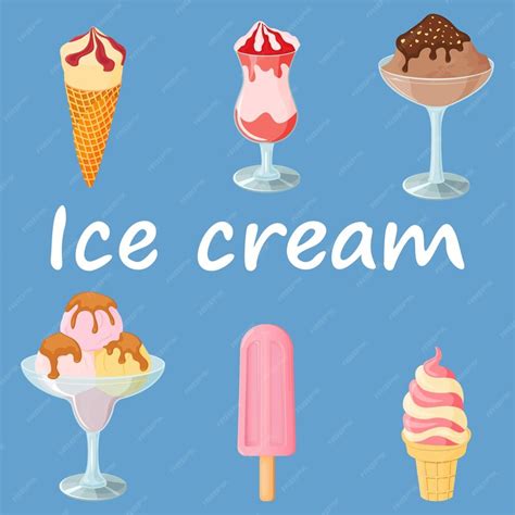 Premium Vector Ice Cream On A Blue Background Sweet Summer Dessert Vector Illustration A Set