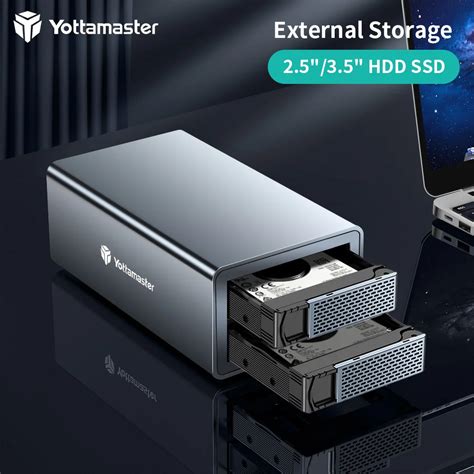 Yottamaster 2bay กล่องใส่ฮาร์ดดิสก์แฟลชไดร์ฟสนับสนุน Usb305gbps32tb Hdd และ Ssd Sata ฮาร์ดไดร