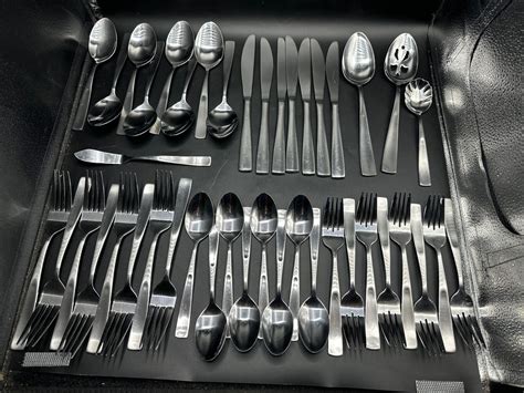 International Satin Danford Stainless Flatware Service 43 Piece Set Ebay