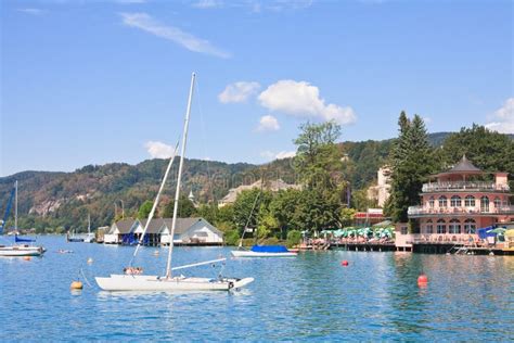 Resort Portschach Am Worthersee Austria Stock Image Image Of Boat