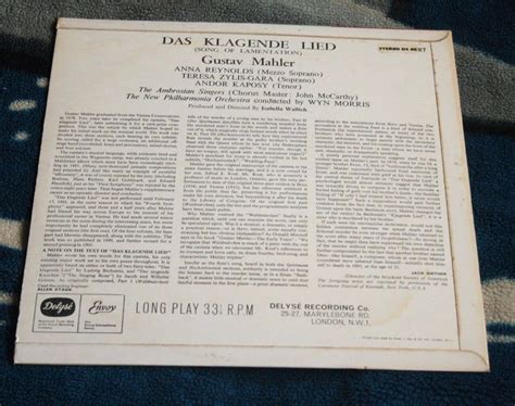 MAHLER DAS KLAGENDE LIED SONG OF LAMENTATION UK LP DELYSE DS 6087 WYN