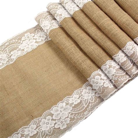 12x108 Burlap Lace Hessian Table Runner Rustic Wedding Etsy