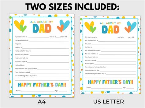 All About My Daddy Printable Fathers Day T All About Daddy