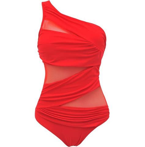 Womens Summer Plus Size Mesh One Shoulder Monokini Rebelsmarket