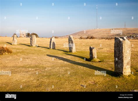 The Hurlers Bronze Age stone circle at Minions near Liskeard Cornwall England UK Europe Stock ...